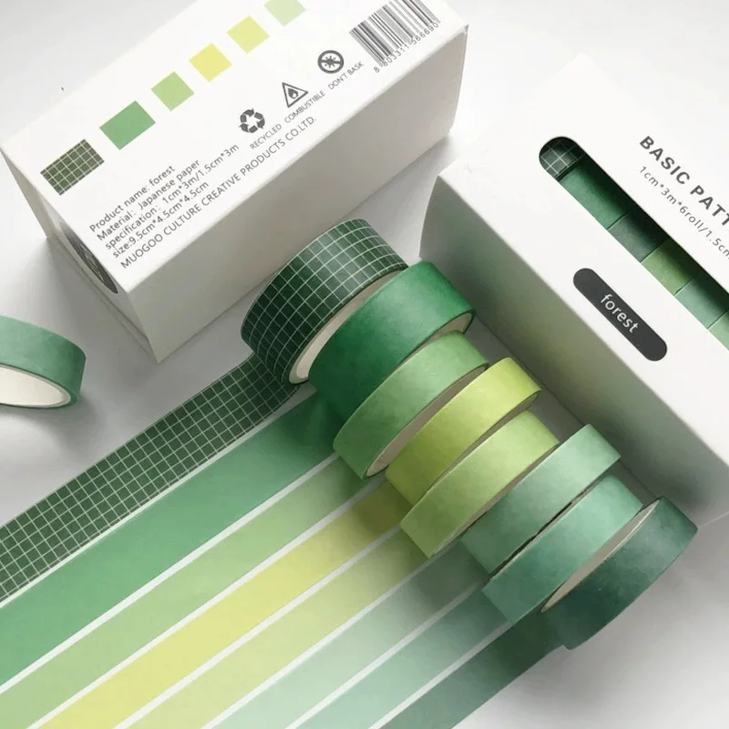 8 rollen per doos effen kleur decoratieve tape set DIY scrapbook journal decoratie schrijfwaren knutseltape