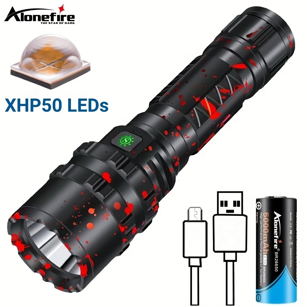 20W High Power XHP50 LED Tactical Camouflage Color Waterproof Flashlight Outdoor Hiking Camping Fishing Home Work Bright Torch