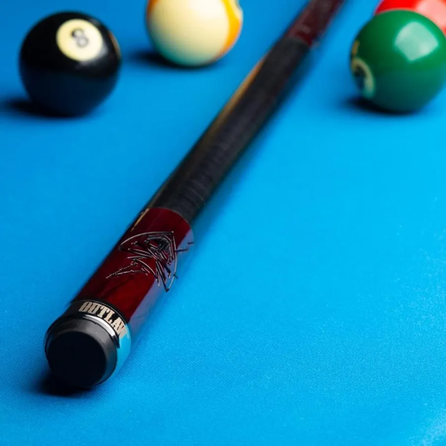 OUTLAW OL53 عصا حمام السباحة الكرز للاستخدام الاحترافي والمنزلي - عمود القيقب الملون الكرز مع تاجر جمجمة الموت وعظم الصليب