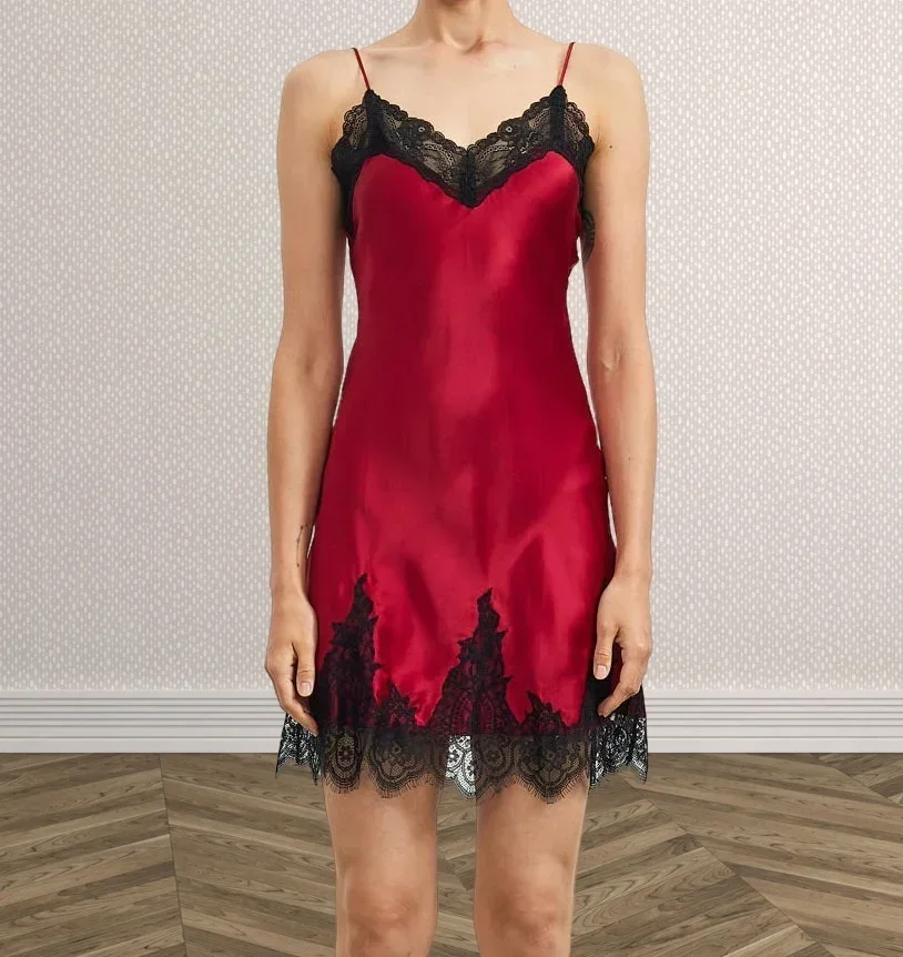 

100% Mulberry Silk Night Gown Sexy Night Dresses Short Negligee Chemise Slip Bridal Nighties Women Pure Silk Cami Sleep Dress