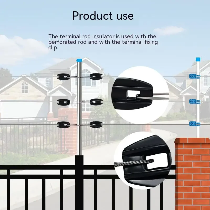 

10pcs/set Black/Blue Electric Fence Wire High Strain Post Insulator Square Tube Terminal Rod Insulators Electronic Fence Fitting