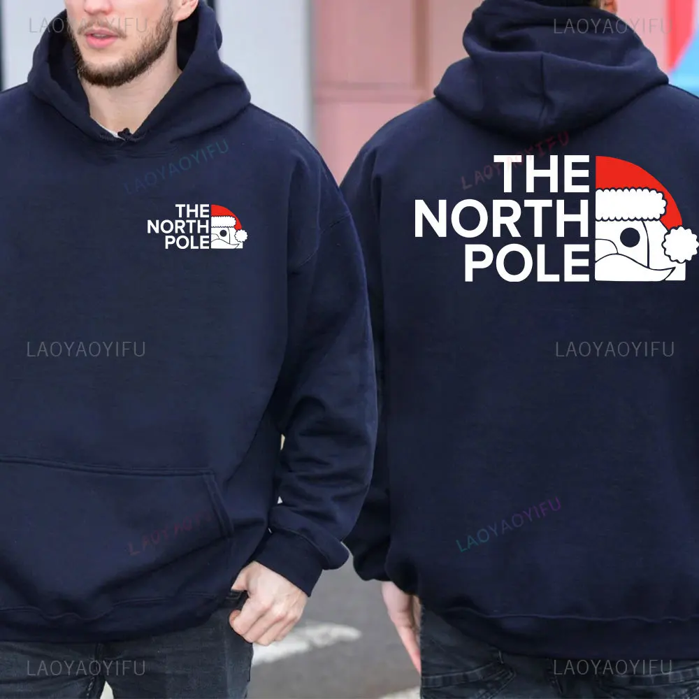 The NORTH Pole Merry Christmas Man HoodieS ของขวัญ Xmas Santa Elf คริสต์มาสฤดูใบไม้ร่วงเสื้อกันหนาวแขนยาวคริสต์มาส Pullover