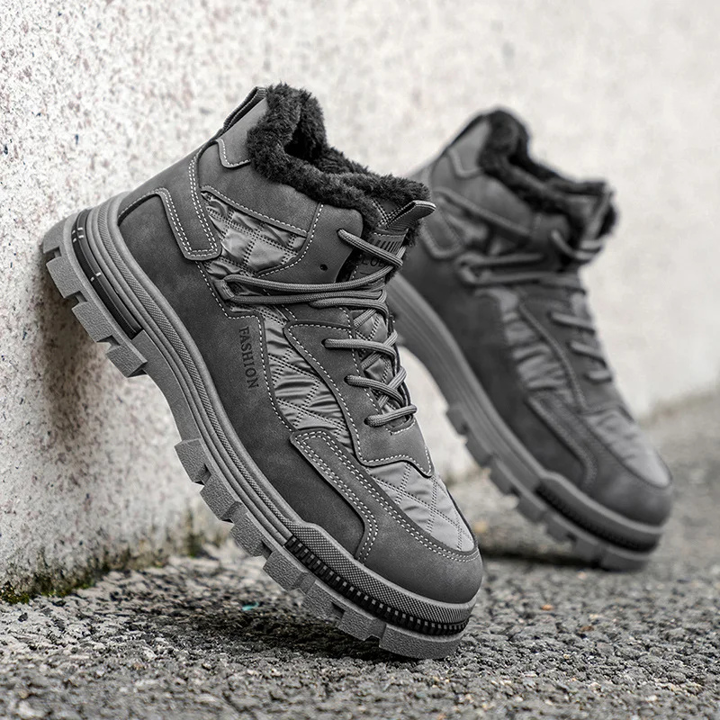 2025 جديد الشتاء الرجال منصة الأحذية في الهواء الطلق الباردة واقية أحذية التنزه غير رسمية موضة رجالي عدم الانزلاق سميكة أحذية قطنية دافئة