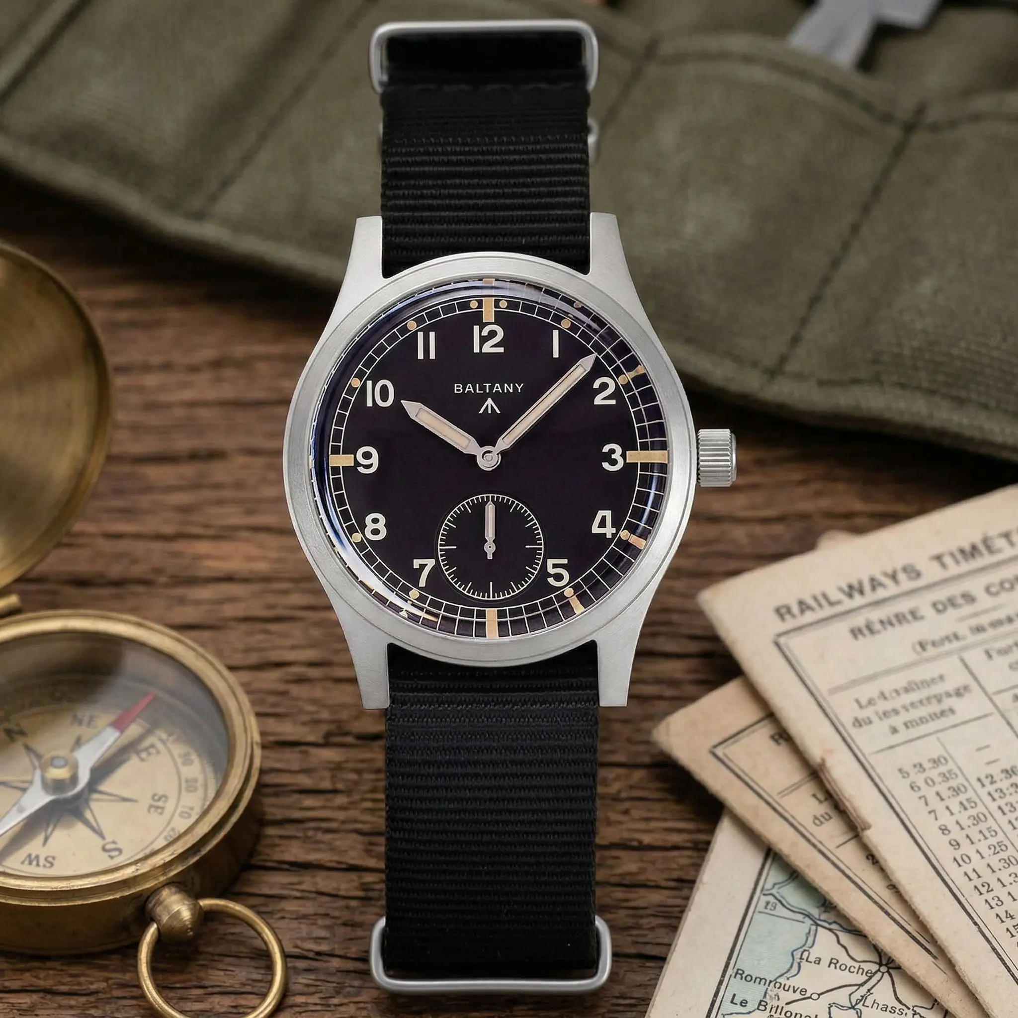 

Кварцевые часы Baltany WWII, военные полевые часы, 36 мм, мужские часы, светящиеся, водонепроницаемые, 100 м, механизм VD78, корпус из нержавеющей стали