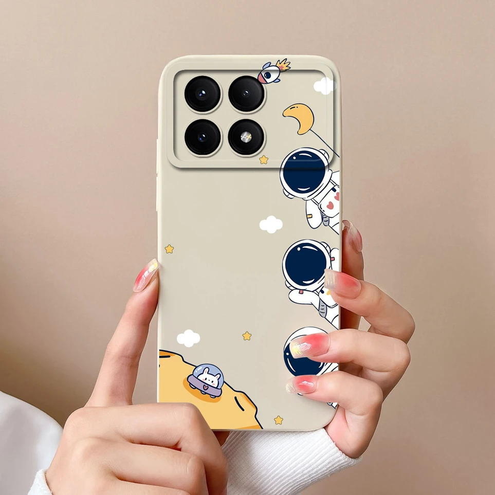 For Xiaomi Poco X6 Pro X6 Funda Astronaut Cases Liquid Silicone Protective Coques For XiaomiX6Pro 2311DRK48G Housing Cover Shell