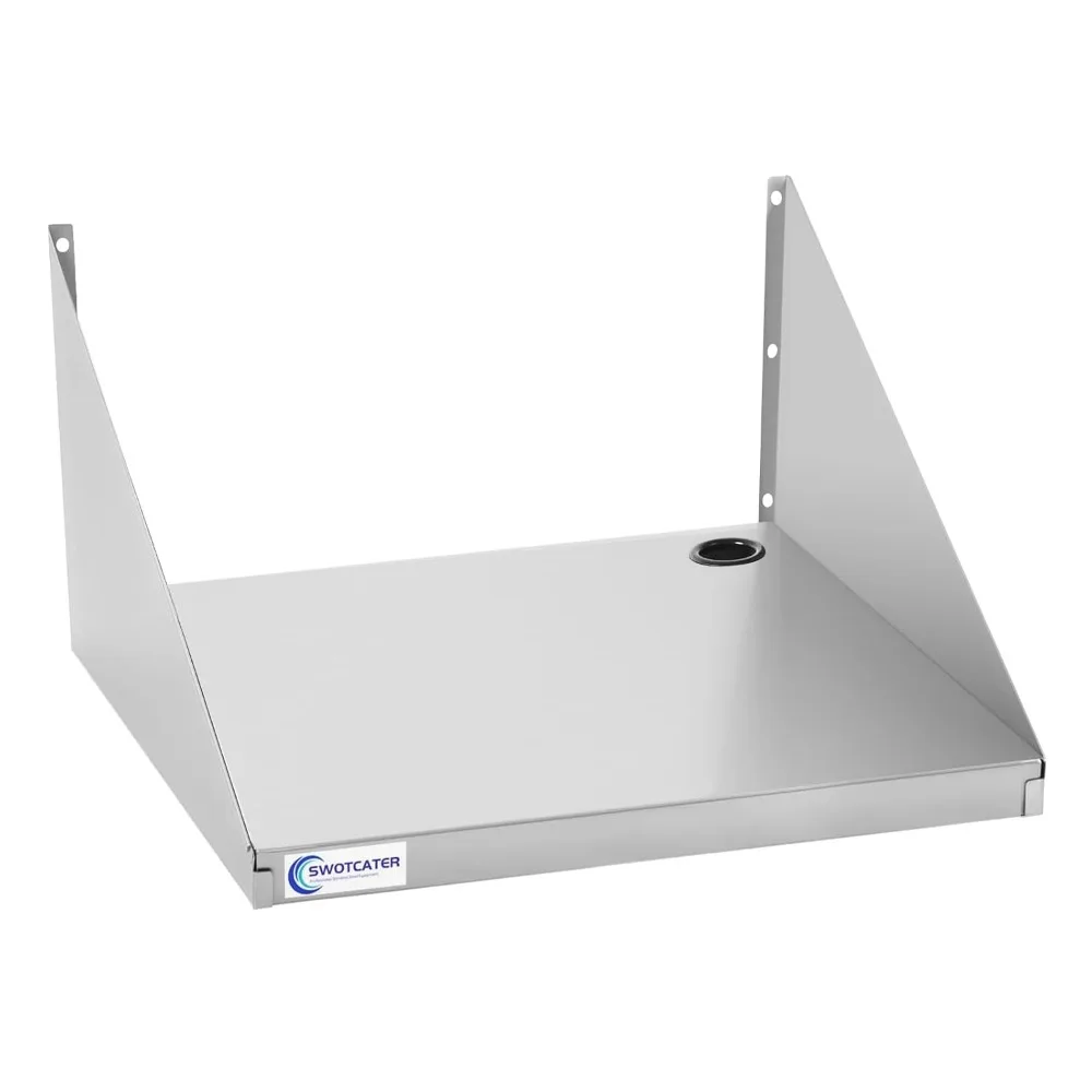 رف ميكروويف من الفولاذ المقاوم للصدأ عالي التحمل، 18 × 24 بوصة، سعة 200 رطل، رفوف معدنية مثبتة على الحائط للاستخدام التجاري