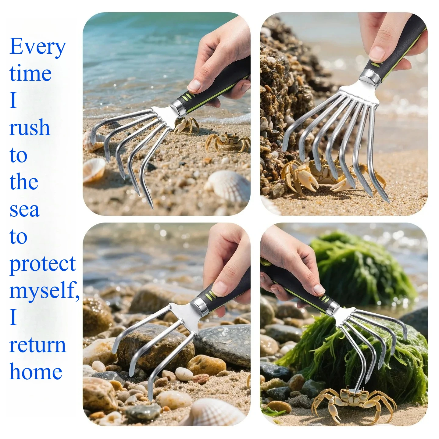 Household Portable 3-tooth 5-tooth 7-tooth Gardening Beach Sea Rake New Shovel Tool Stainless Steel Sea Rake