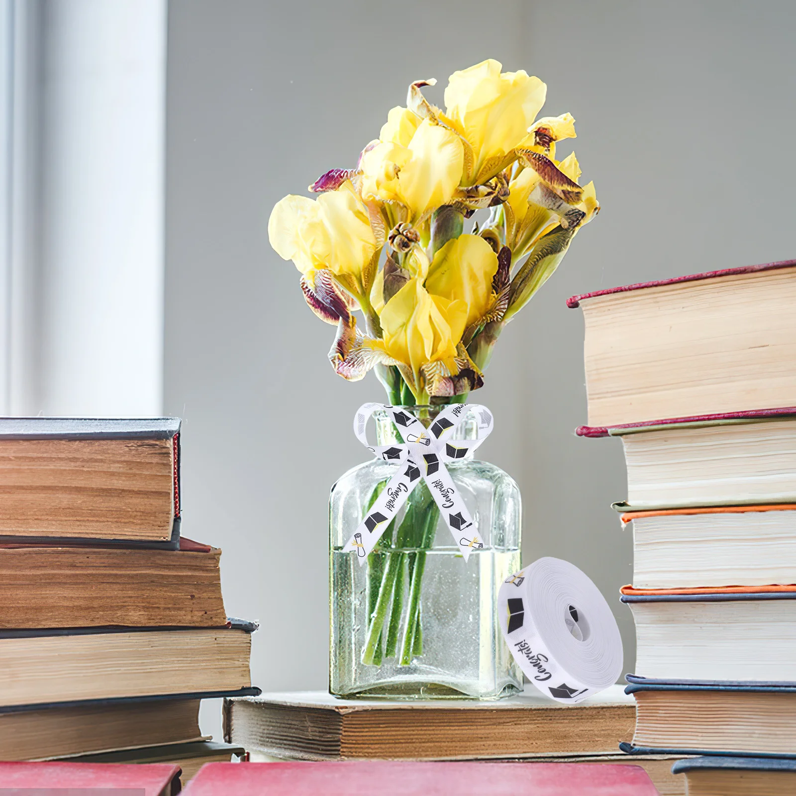 هدية التخرج الشريط لفة DIY الحرف التفاف الزخرفية كعكة مربع التعبئة والتغليف مشرق اللون حزب تفضل غراد زخرفة