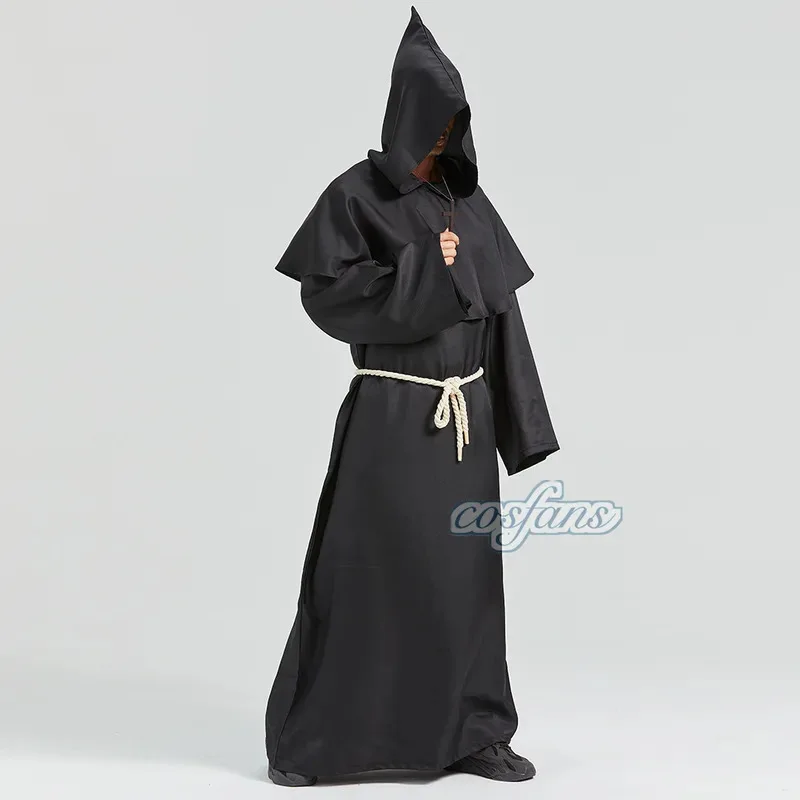 

CyCosplay Wizard Medieval Hooded Robe Costume Monk Friar Robes Priest Costume Ancient Clothing Christian Suit