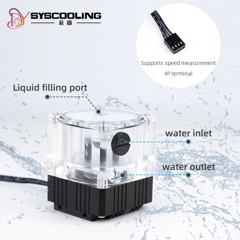 

SysCooling Встроенный насос водяного охлаждения Охладитель процессора Жидкостное охлаждение Высокопроизводительный встроенный насос резервуара для воды