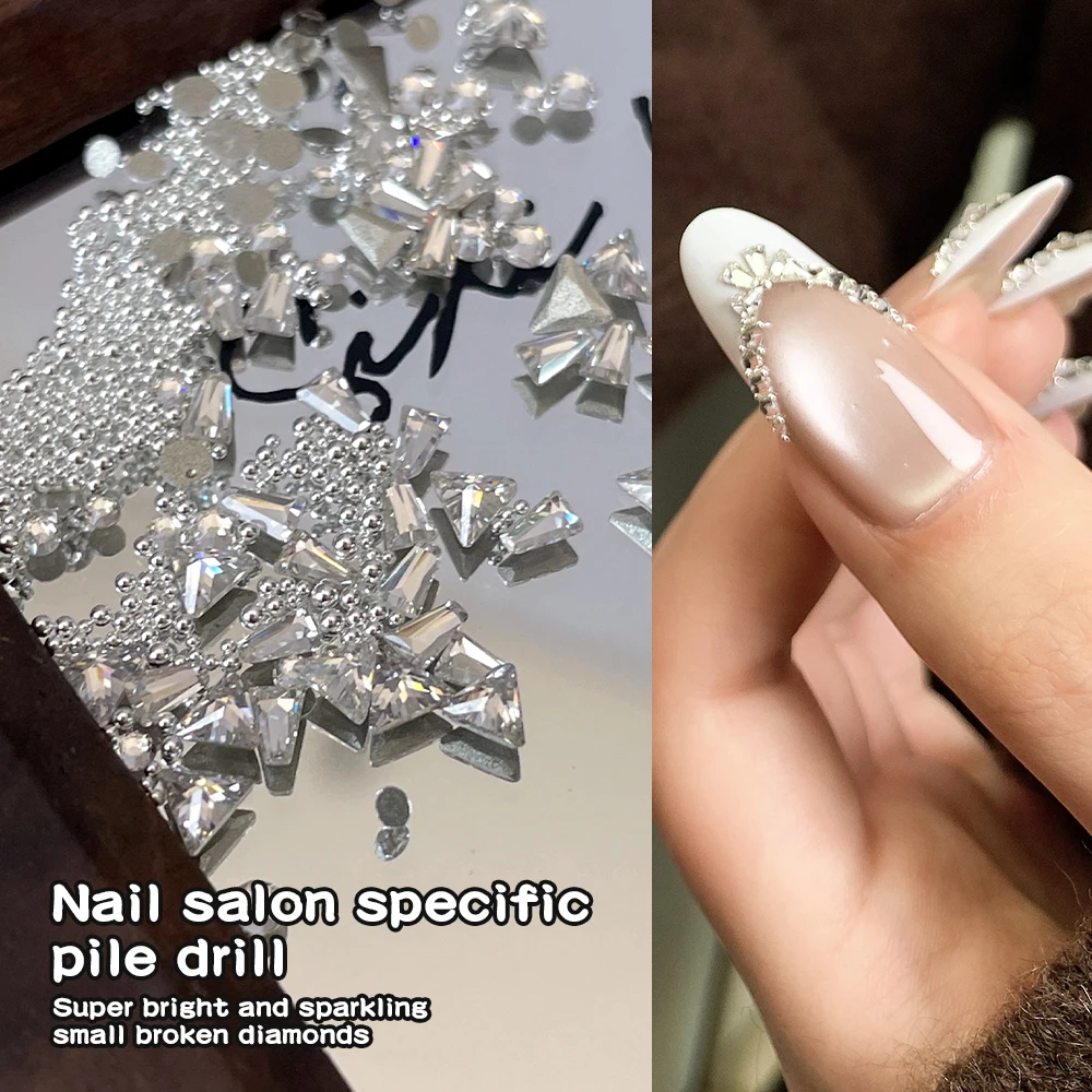 Butterfly Knot Crystal Zircon Material Set Triangle Round T-shaped Zircon Nail Decoration Material DIY Nail Creative Design