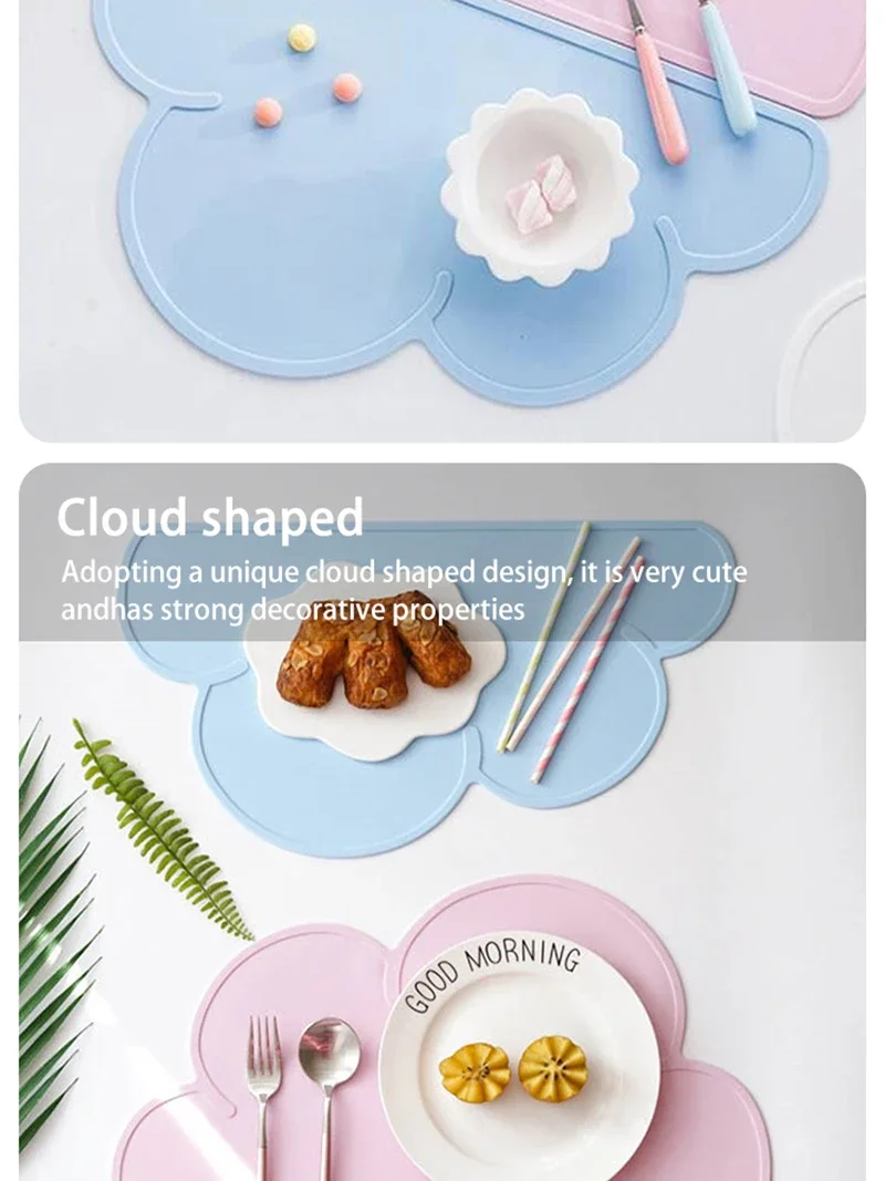 Futtermatte im Cloud-Stil für Katzen und Hunde, rutschfest, wasserdicht, verhindert Verschütten, leicht zu reinigen, Silikon-Untersetzer. – Detail 6