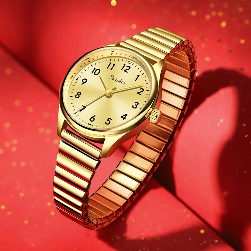 SUNKTA Women\'s Wristwatch Luxury Fashion Elegant Ladies Watch Waterproof Watch for Woman Stainless Steel Bracelet Reloj Mujer
