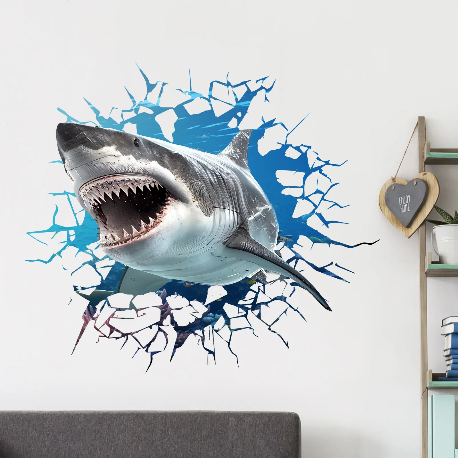 Marine Zoo - Marine Animal Shark Broken Wall Sticker