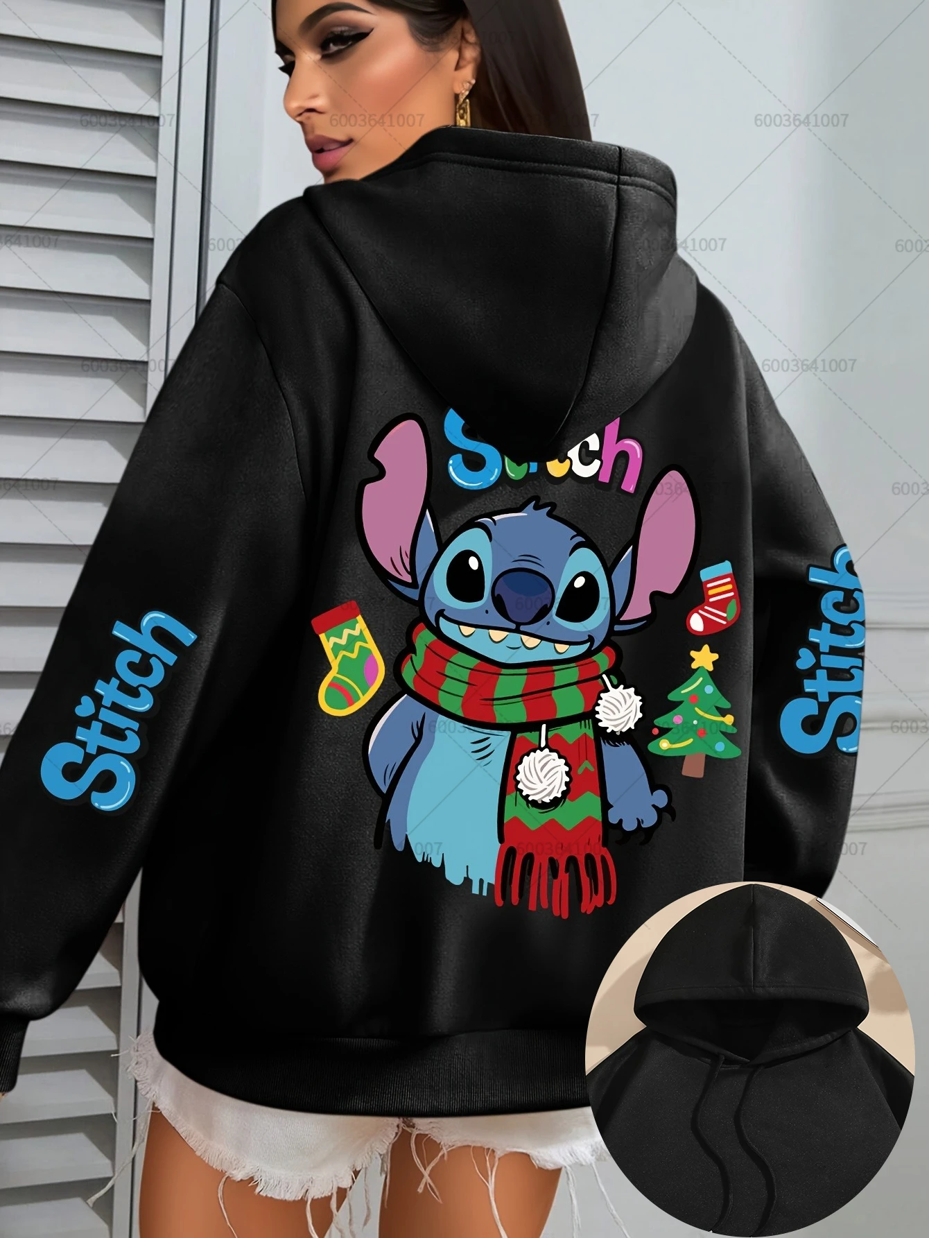 المرأة ديزني غرزة عيد الميلاد الرجال الصوف هوديس القطن هودي البلوز البلوز الخريف الشتاء المتضخم طويلة الأكمام قمم #1