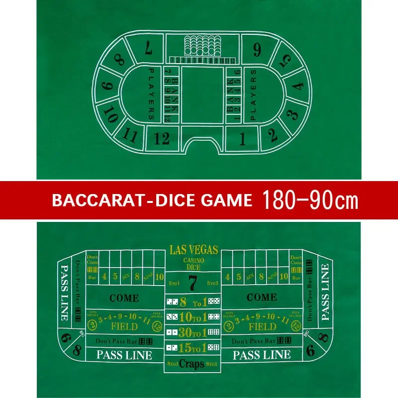 90x180cm Non-woven Double-sided Game Table Cloth Poker Table Mat Blackjack Hold 'em Baccarat Dice Size Turntable