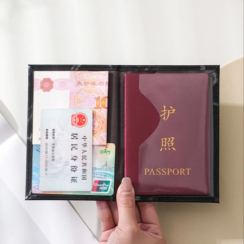 

New PU Leather Passport Cover Women Women Fashion Marble Pattern Travel Passport Holder Designer Covers on The Passport