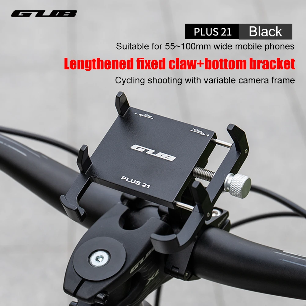 GUB PLUS 21 Motorcycle Bike Phone Holder Aluminum Alloy Cell Phone Holder Bracket Rotatable Adjustable Anti-slip for 22.2-31.8mm