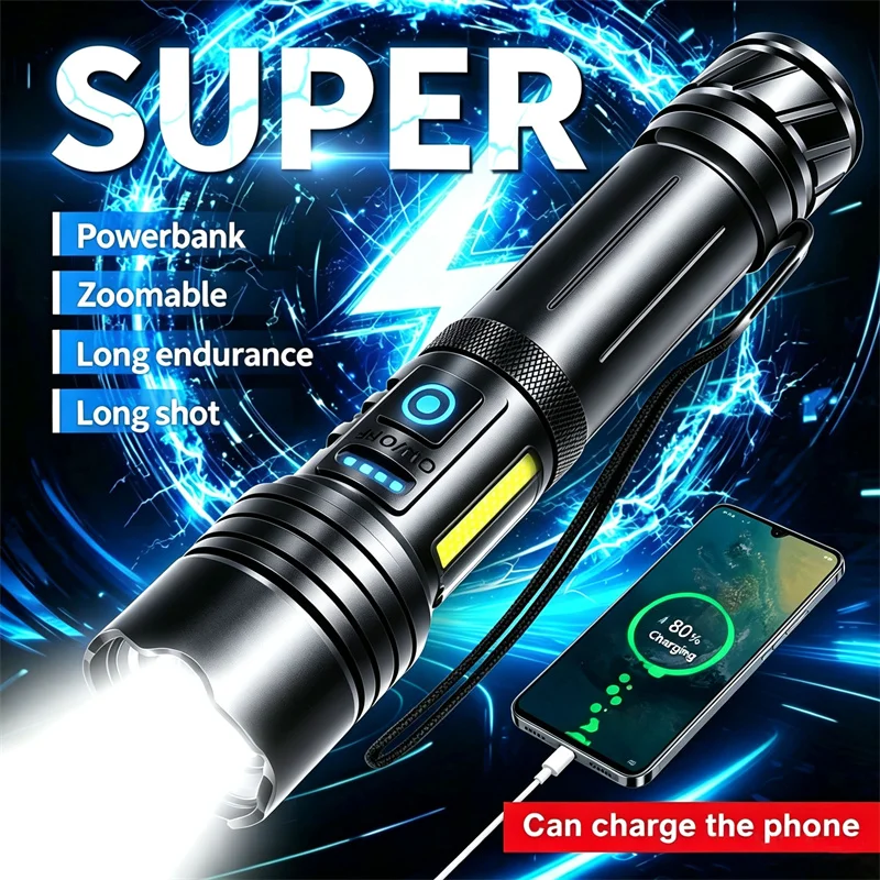 lanterna-led-recarregavel-super-potente-com-power-bank-lanterna-tatica-com-display-para-camping-pesca-e-emergencias