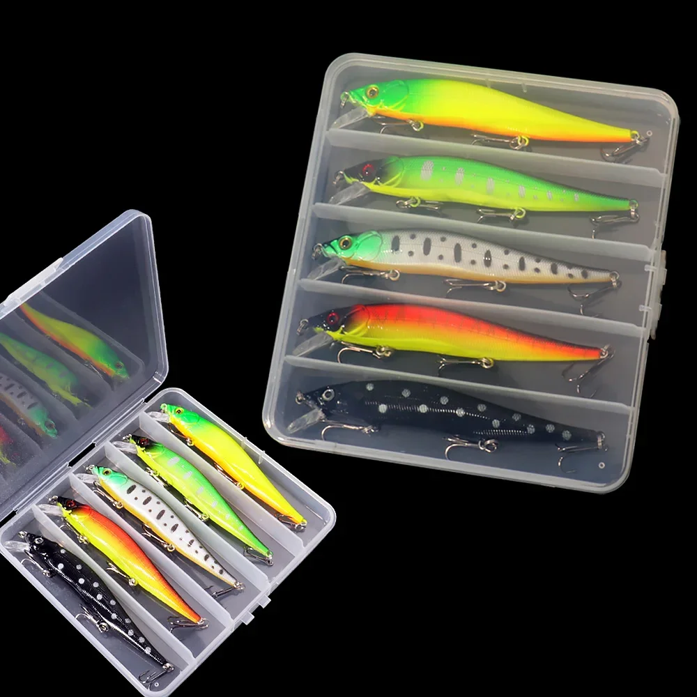 Angeln Locken Set Schwimmende Minnow 14g 11,7 cm Köder Drillinge Whopper Plopper Fishing Tackle Box Rassel Cranbait pesca Jerkbait