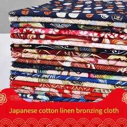 Bronzing Printed Japanese Fabric By Meters for Needlework Kimono Cheongsam Door Curtains Diy Sewing Cotton Cloth Wearable Flower