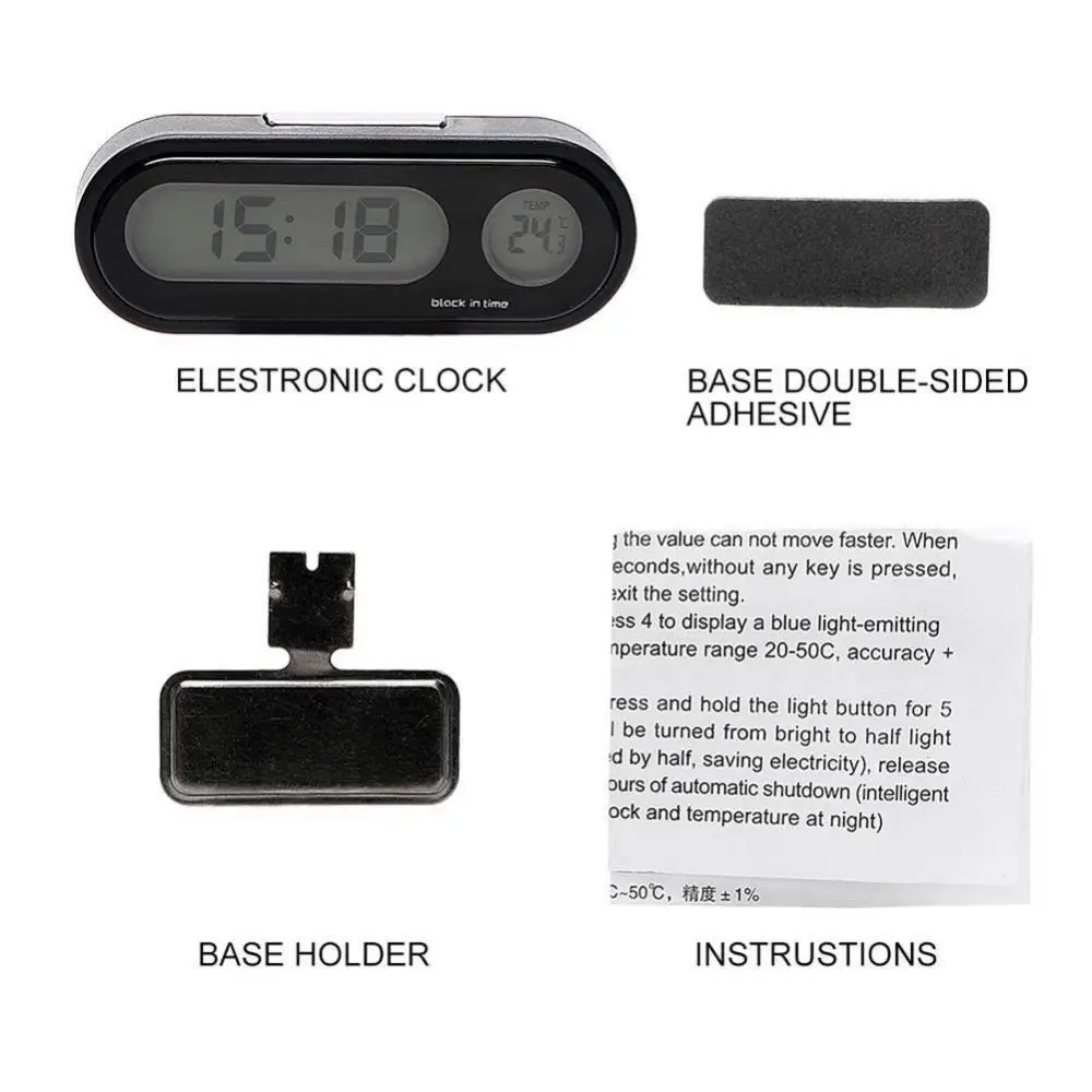 Imagem -03 - Luminoso Durável Auto Relógios Termômetro Portátil Mini Car Styling Acessórios Retroiluminação Lcd Display Digital Universal