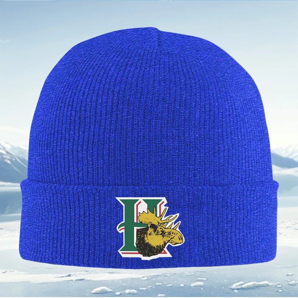 Elandenkop binnenvorm H letters Heren Dames Unisex Gebreide muts Beanie Pullover Cap Winter Thermisch Warm Kerstmis Buiten Fietsen