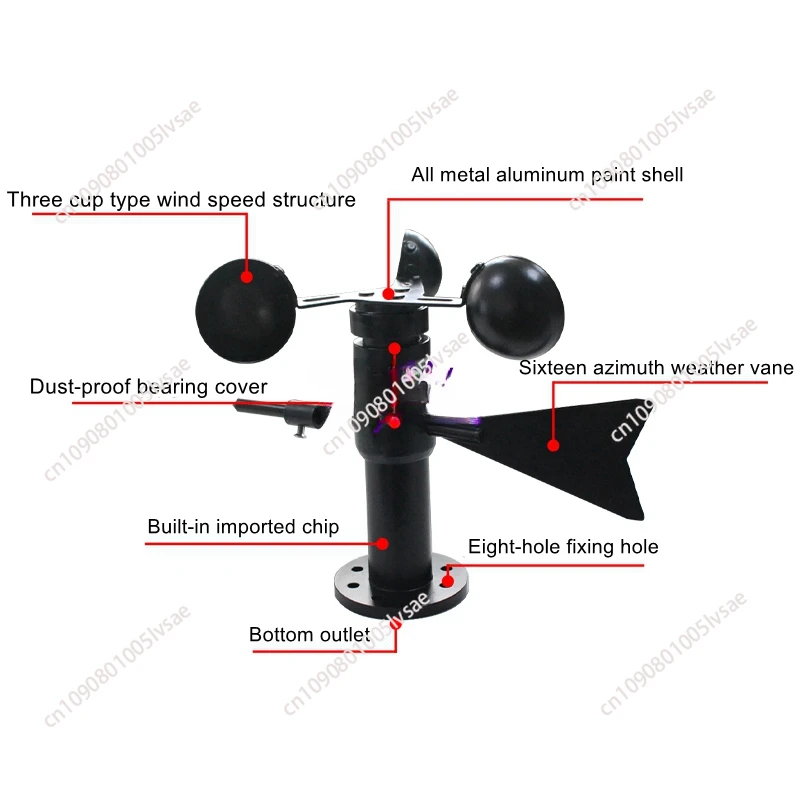 Small weather station industrial RS485 detector wind speed and direction integrated sensor wind vane transmitter