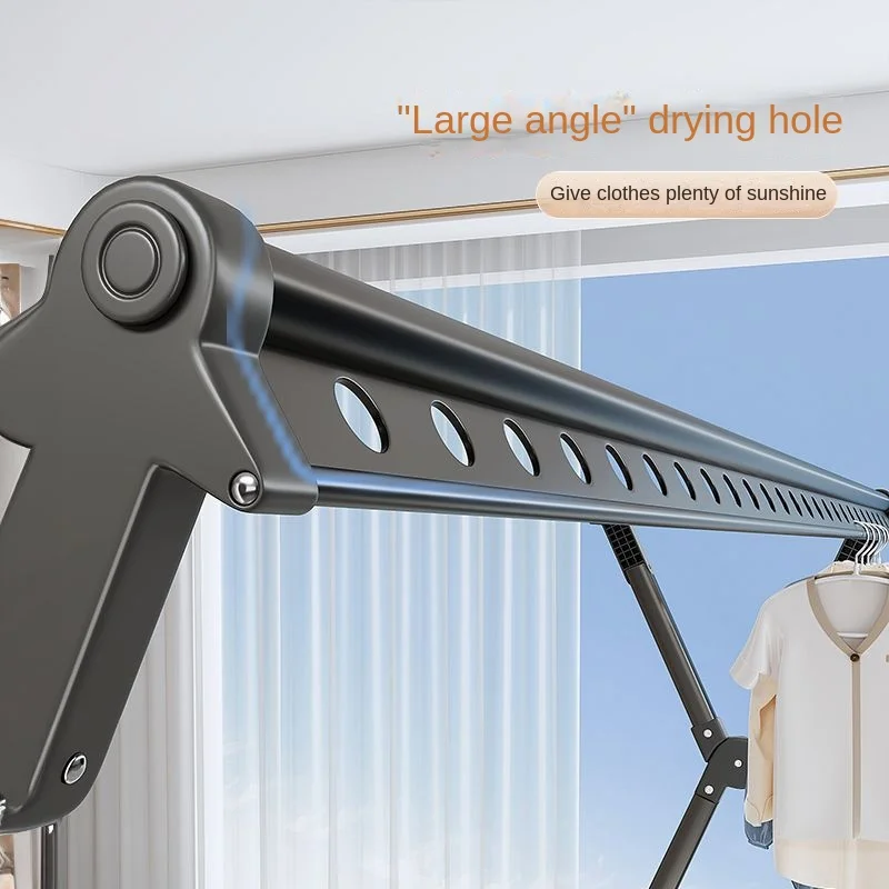 Floor drying rack folding telescopic indoor and outdoor multi-functional household drying rack balcony heightened