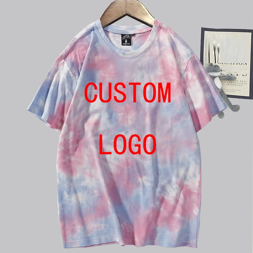 Men Women Custom Tie Dye Shirt O-Neck Short Sleeve Casual Summer Tops