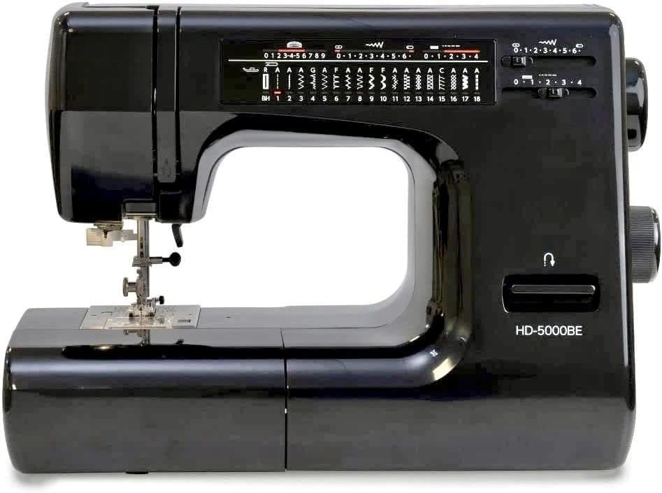 

Сверхмощная швейная машина HD-5000 Black Edition с алюминиевым корпусом, 18 стежками, свободным рычагом и встроенным нитевдевателем иглы