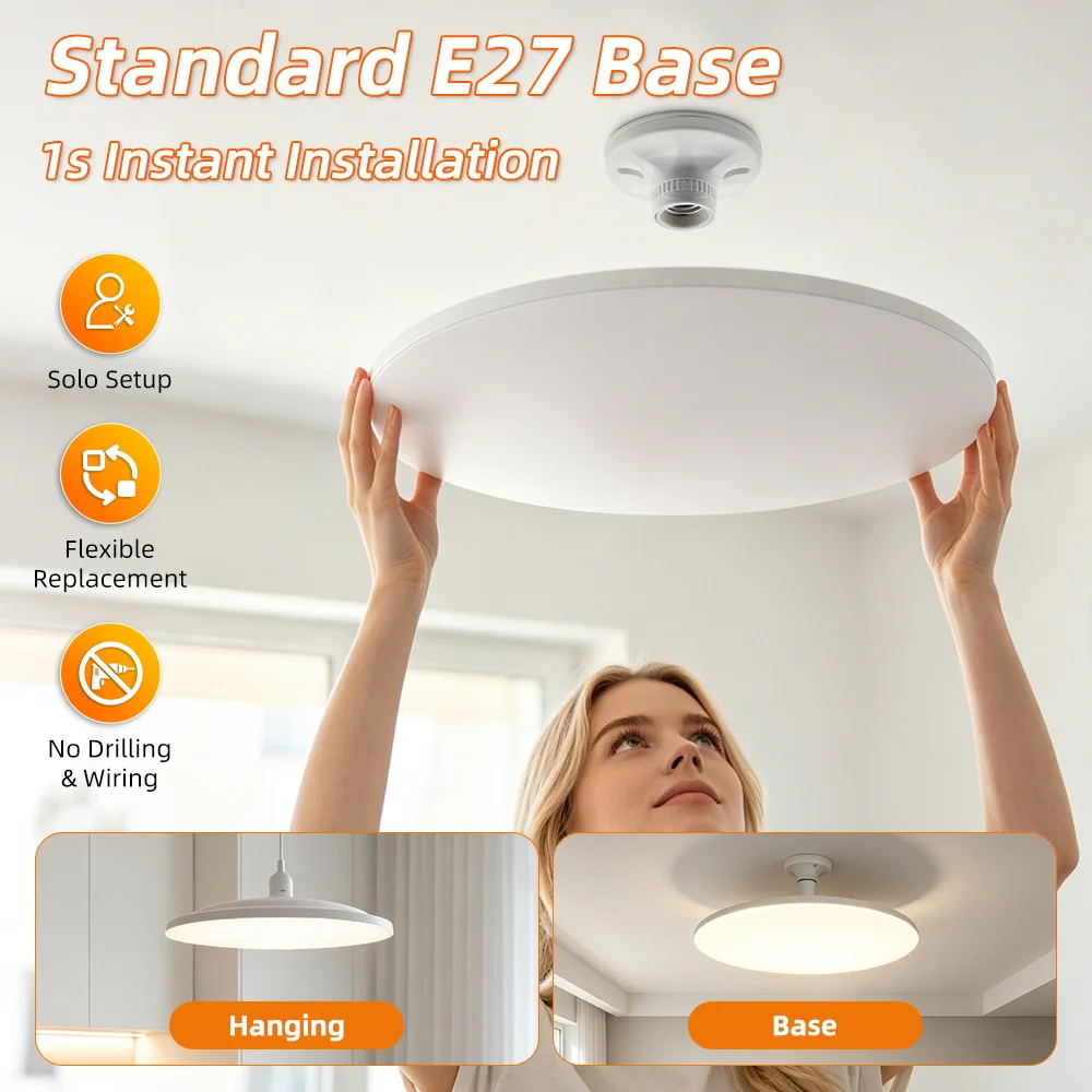 E27 Holder LED Bulb AC220V 30/40W 3 Color 3 Color Led Ceiling Light Energy Saving Lamp UFO Shape Large Light Lamp For Bedroom