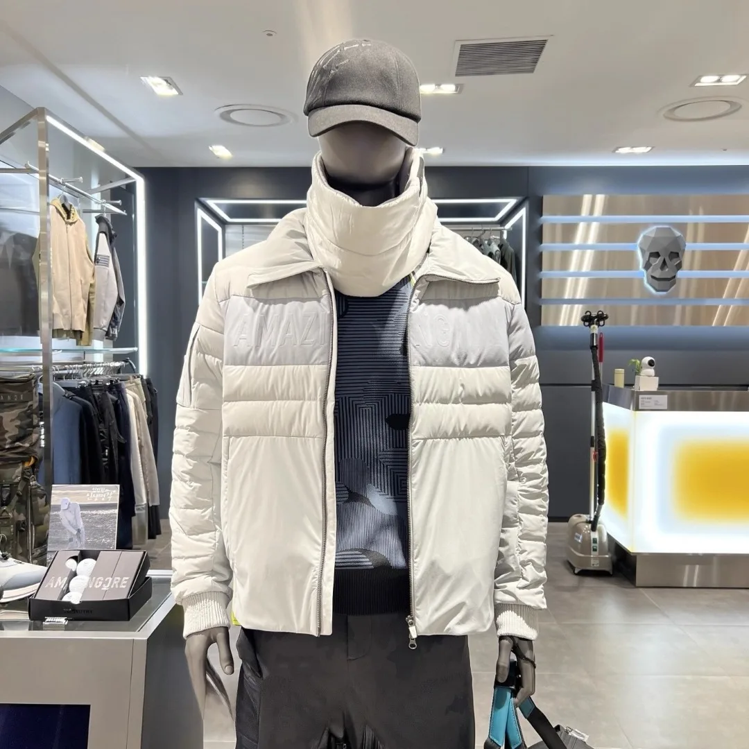 Men's Golf Down Jacket 2026 Fall New Korean Style Thick Warm Windproof Sporty Zip-Up Polyester Outdoor Soft Durable Lightweight
