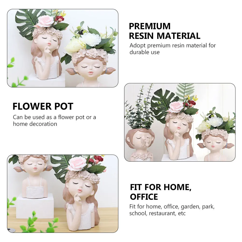 

1Pcs Fairy Resin Planter Creative Small Nordic Bonsai Flower Pot Gardening Planting Container Home Garden Decoration Vase