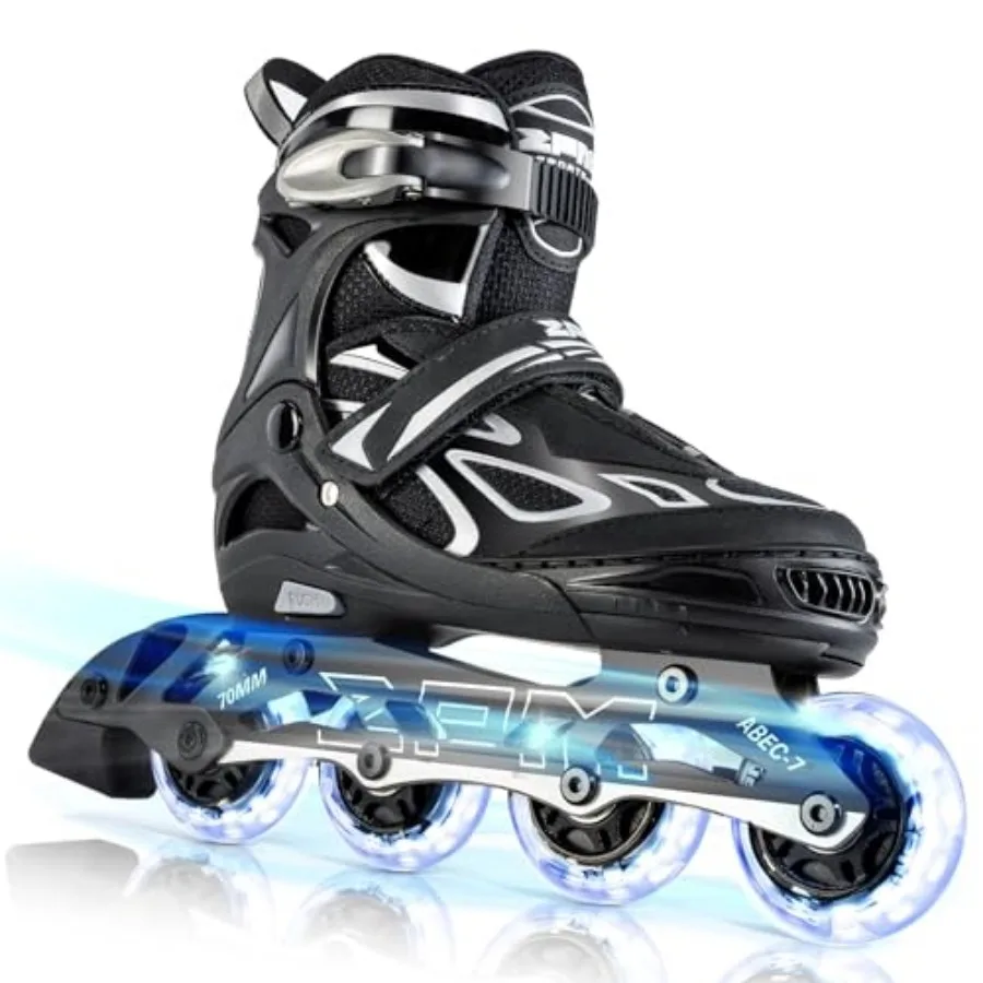 Vinal Girls Adjustable Flashing Inline Skates, All Wheels Light Up, Fun Illuminating Skates for Men Adult Women and Boys