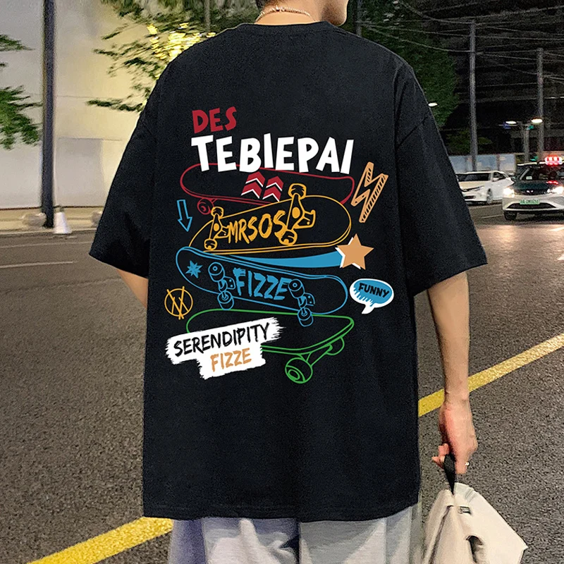 

Motorcycle Zhang Yang Bold Original Skateboard Print Design Summer Trendyy Wear Street Style Male and Female Couple T-Shirt