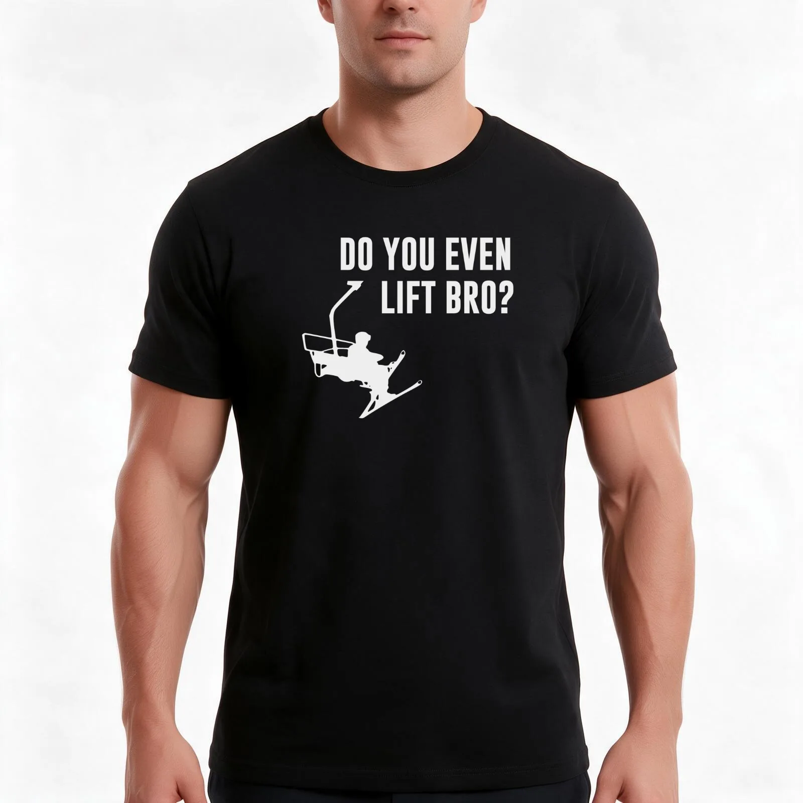 Bro, Do You Even Ski Lift? T-Shirt, Summer Casual Cotton Tee, Oversized Streetwear Tops, Vintage Graphic Print, Unisex Men Women