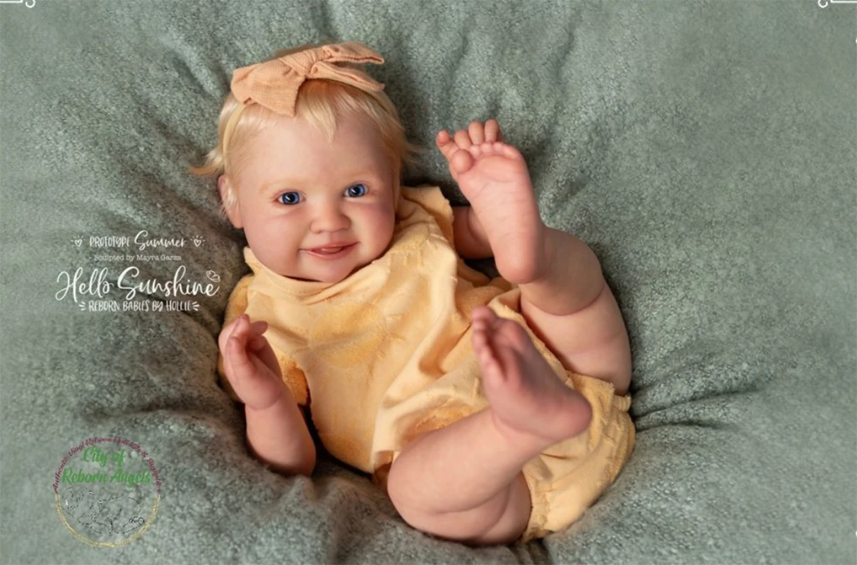 19inch Summer Smile Reborn Doll Kit Unpainted Unassembled Fresh Skin Tone DIY Parts with Cloth Body for Artists