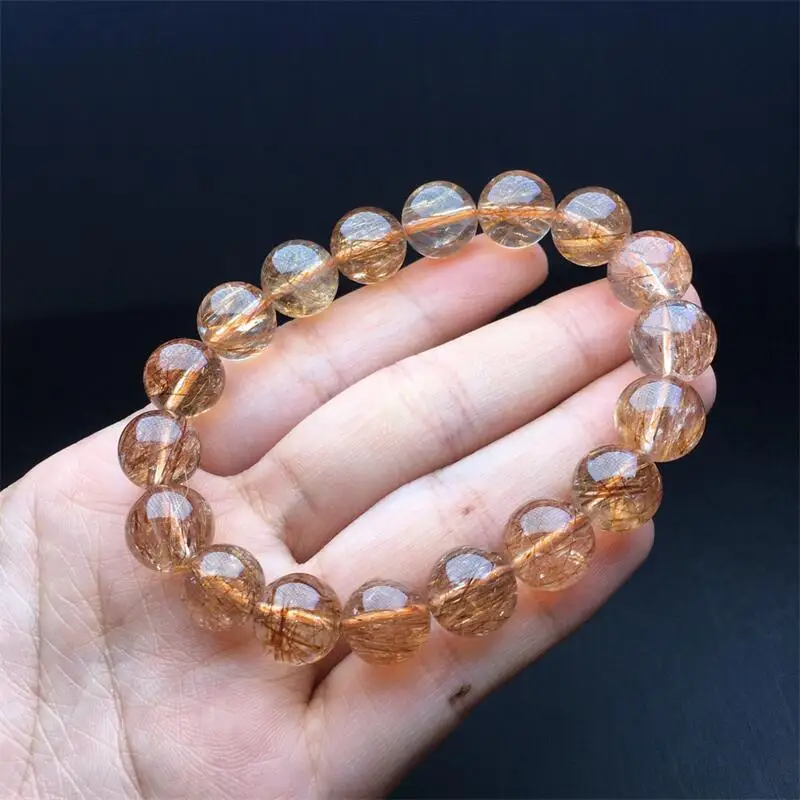 12MM Natural golden super seven quartz Bracelet String Charms Handmade Fortune Energy Bangle Mineral Woman Amulet Jewelry Gift