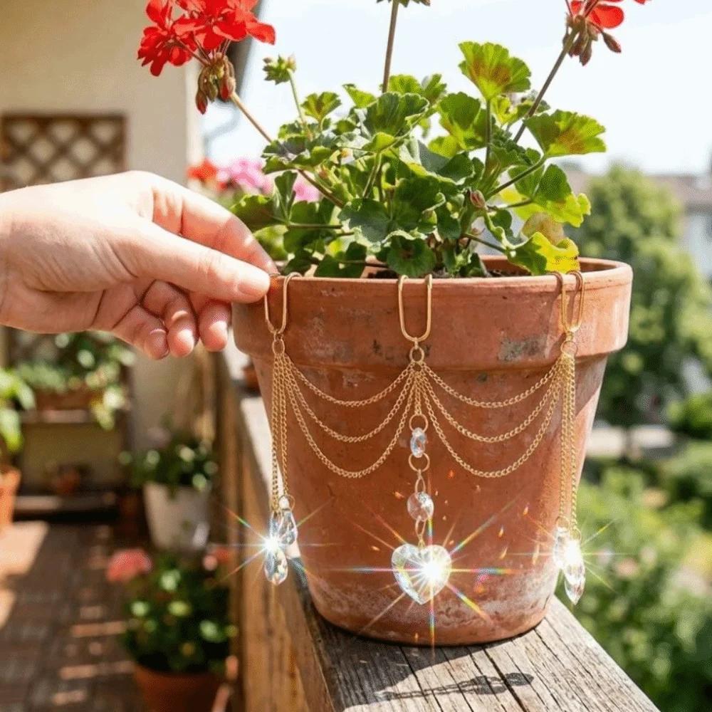 Heart-Shaped Beads Crystal Prisms Sun Catcher Handmade Craft Colorful Sunlight Catcher Reflective Exquisite Hanging Wind Chime