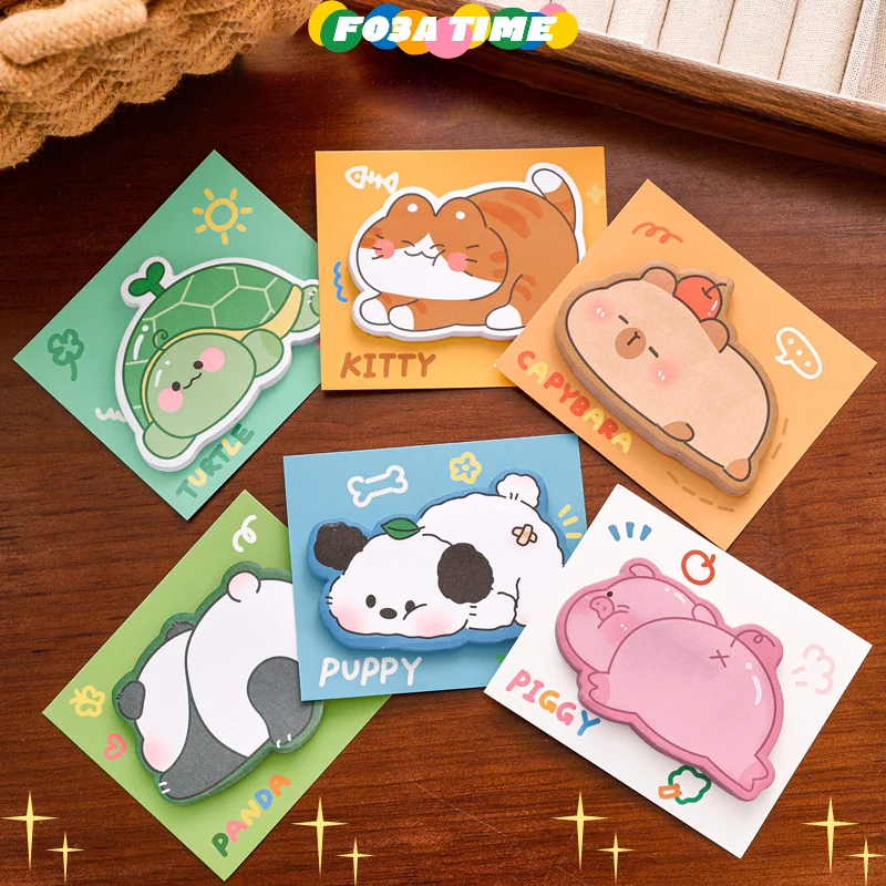 30Sheets Kawaii Cartoon Capybara Bear Animals Sticky Notes To Do List Planner Cute Self-adhesive Sticky Notes School Supplies