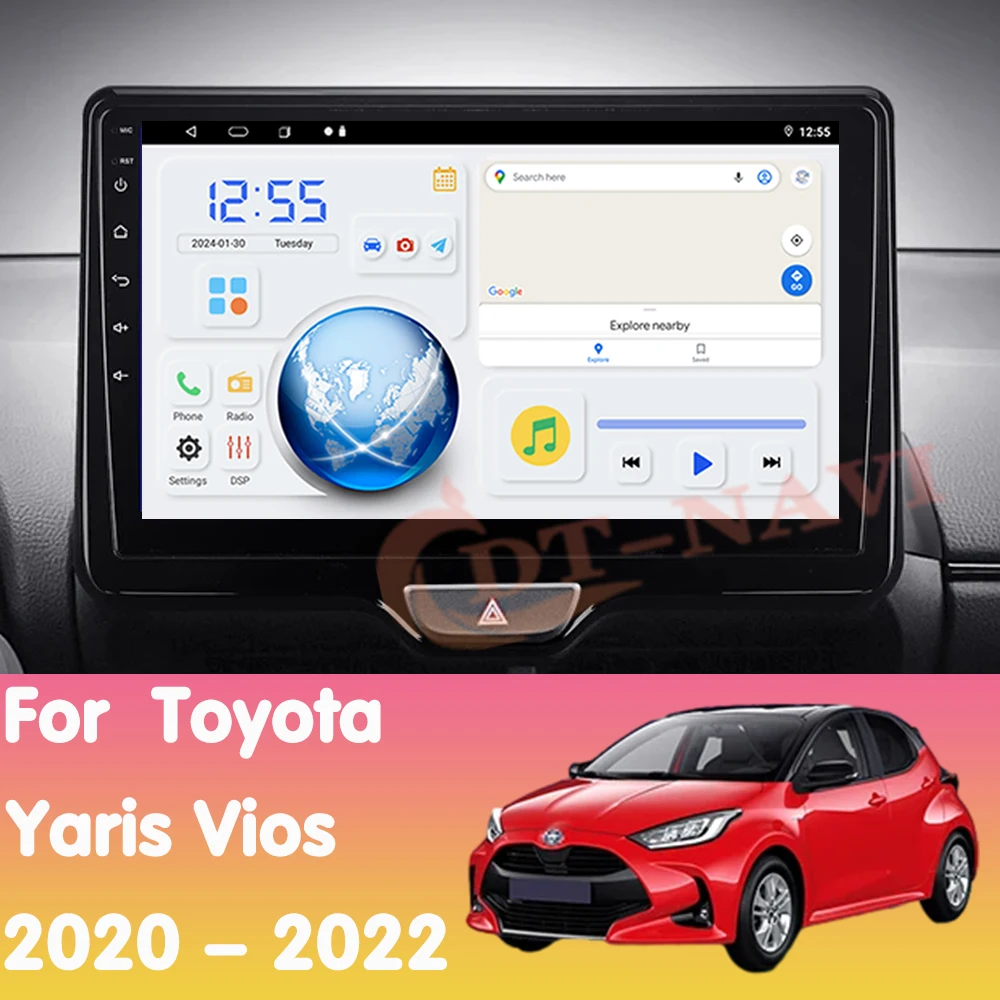 Android 14 Car Radio For Toyota Yaris Vios 2020 - 2022 Multimidia Video Player Navigation GPS Carplay Stereo NO 2Din DVD 4G WIFI