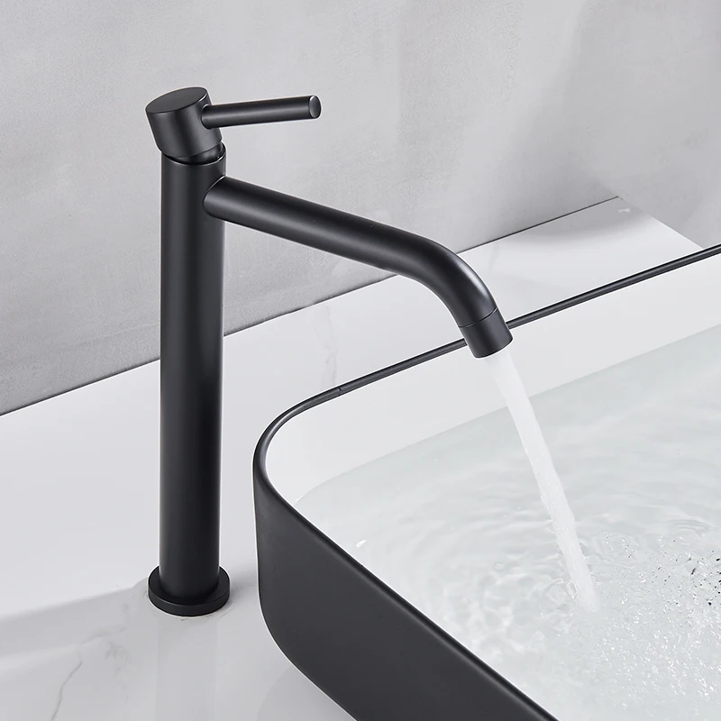 Rozin Matte Black/Gun Gray Bathroom sink Faucet Deck Mounted Single Handle Basin Mixer Crane Tall Hot Cold Water Mixer Taps