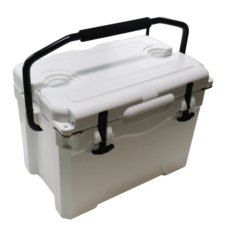 25QT Heavy Duty Plastic Fishing Cooler Box Long Time Ice Retention Insulated Freezer For Lake River Fishing Outdoor Trip