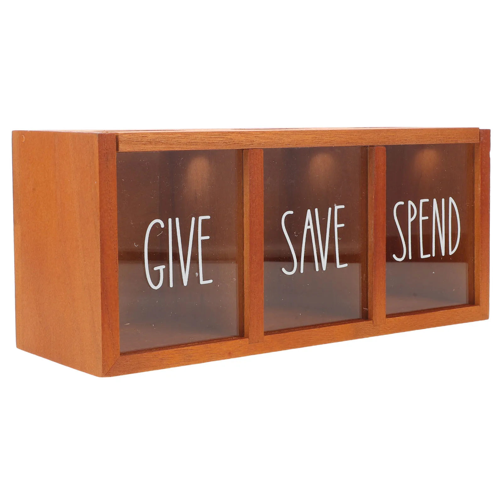 

3 Compartment Wall Mount Wooden Money Bank - Decorative Savings Box for Bills and Coins, Visualized Storage for Bedroom Living