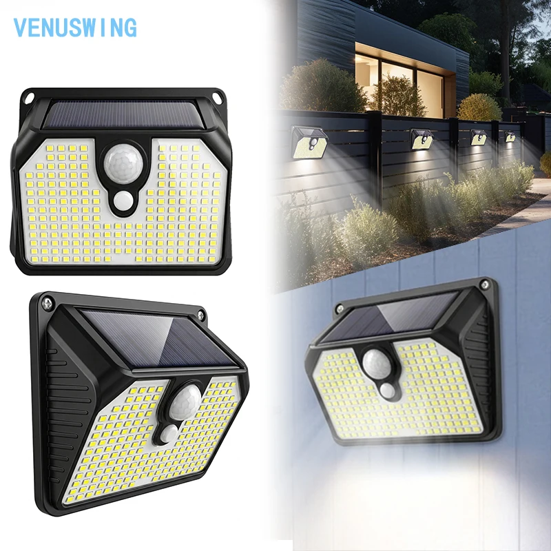2/4 pezzi 194 LED Lampada Solare da Parete 120 ° Faretto solare a luce bianca super…