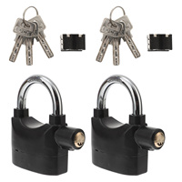 2pcs Bicycle Anti-Theft Alarm Lock Heavy Duty Security Padlock For Bike Motorcycle Door Window U Shaped Lock Black