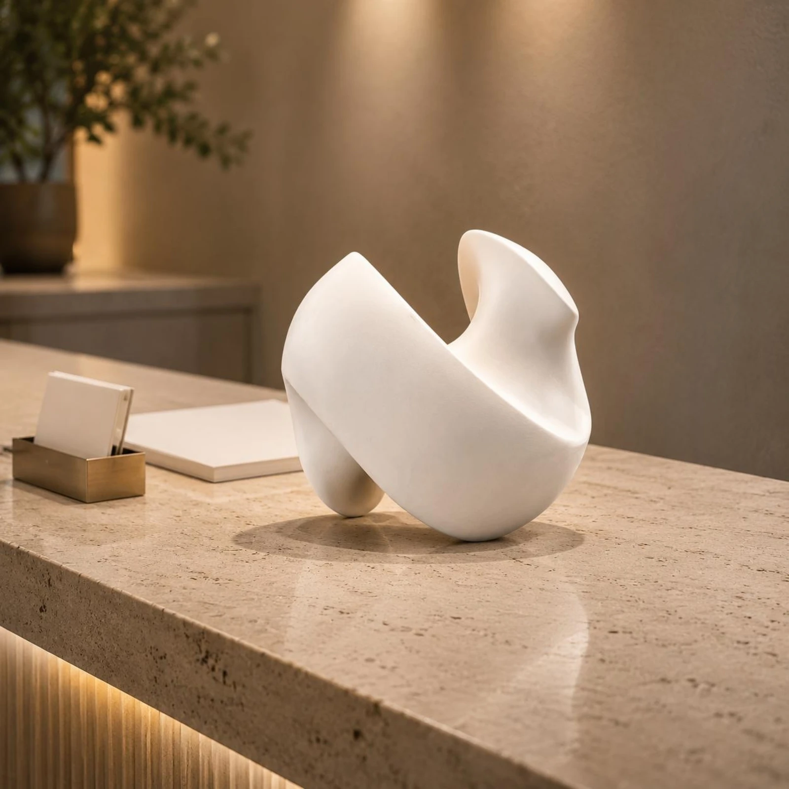 Abstract Tabletop Sculpture Polished Curved Surfaces Twisted Sculpture Spiral Gyroscope Gift Idea Home Decor Relaxing Motion