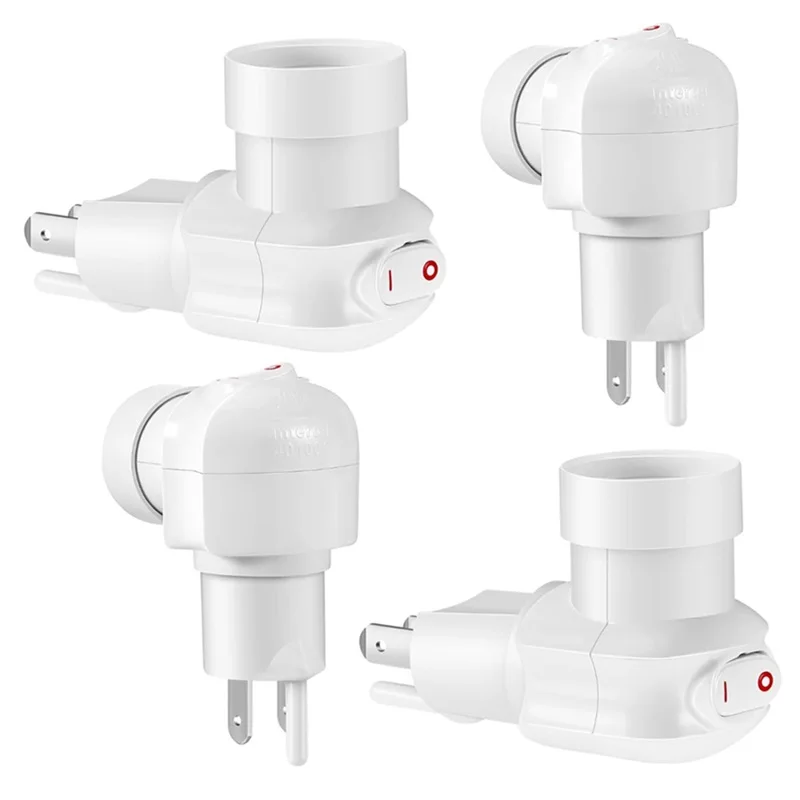 E26 E27 3 Prong Light Bulb Socket Lamp holder 360° Rotatable Plug with On/Off Switch Plug in Light Socket Security Camera
