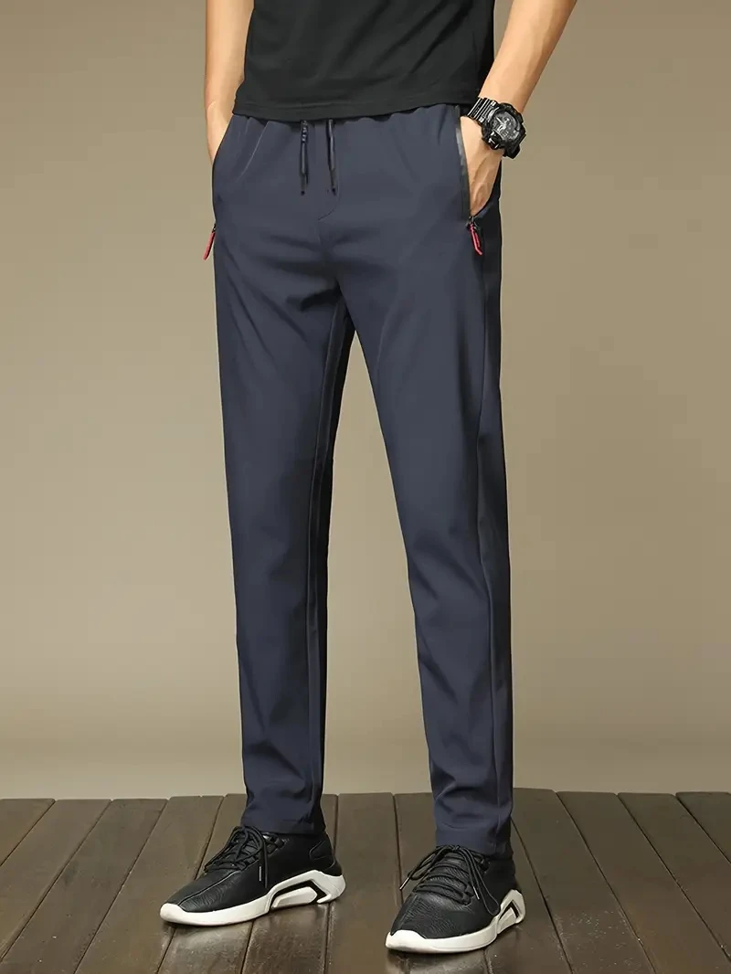 2-Pack سراويل تقليدية للرجال تمتد مرونة الخصر عداء ببطء الكورية الكلاسيكية أزرق أسود رمادي الذكور العلامة التجارية بنطلون حجم كبير